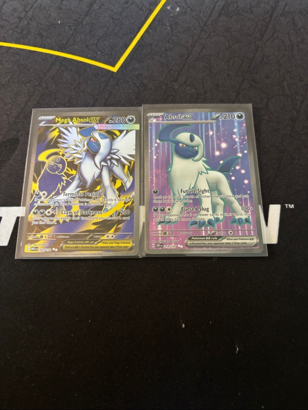 Pokemon Mega Absol EX and Absol EX Holo Cards - White, Yellow, Purple, Blue